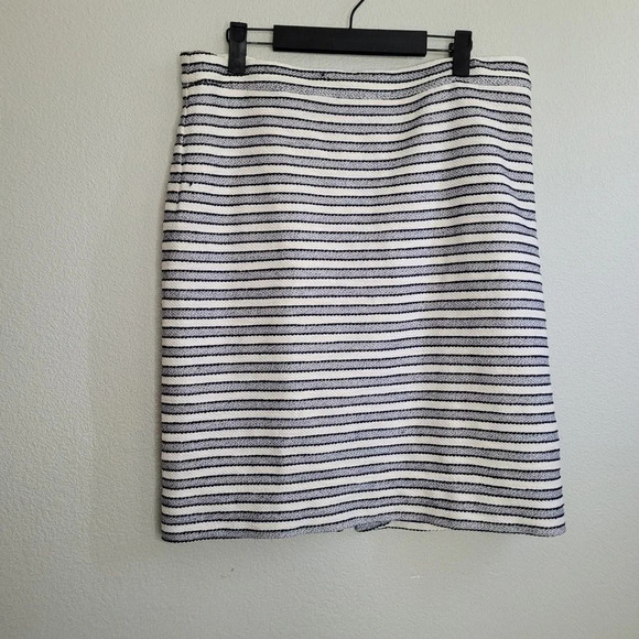 J CREW Womens Straight Pencil Skirt Size 12 Multi Striped Knit Cotton Zipper - Picture 1 of 9